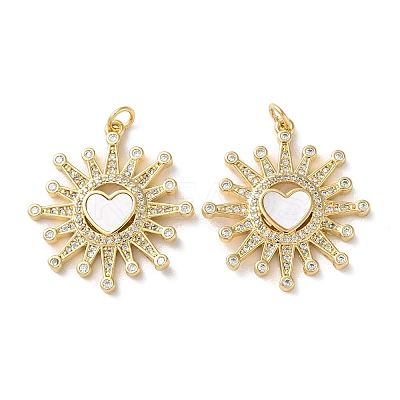 Brass Micro Pave Clear Cubic Zirconia Pendants KK-B083-36B-G-1