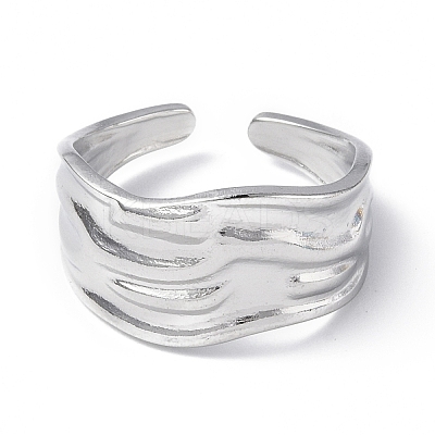 Non-Tarnish 304 Stainless Steel Open Cuff Ring for Women X-RJEW-C046-09P-1
