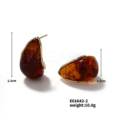 Cute 304 Stainless Steel Vintage Teardrop Geometric Stud Earrings for Women WI0864-2-1