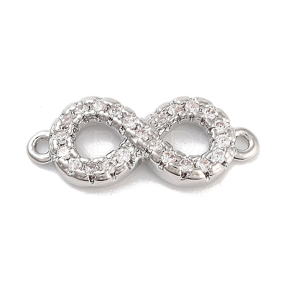 Brass Pave Clear Cubic Zirconia Infinity Connector Charms KK-M293-46P-1