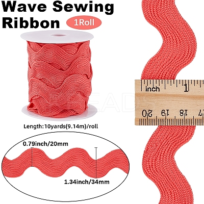 10 Yards Polyester Wavy Fringe Trim Ribbon OCOR-GF0004-25G-1
