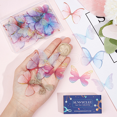 180Pcs 9 Style Two Tone Polyester Fabric Wings Crafts Decoration FIND-SC0004-18-1