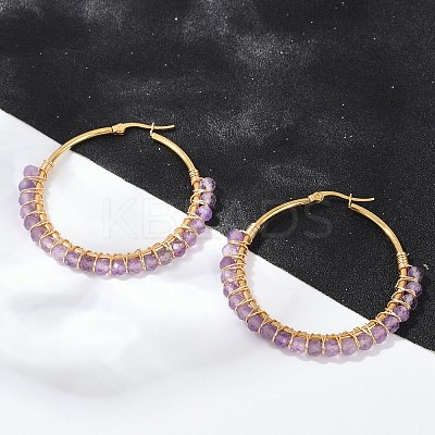 Beaded Hoop Earrings X-EJEW-JE03830-02-1