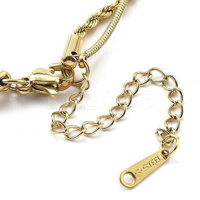 304 Stainless Steel Rope Chain Bracelets BJEW-R003-04G-02-1