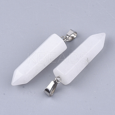Natural White Jade Point Pendants G-R220-34R-1