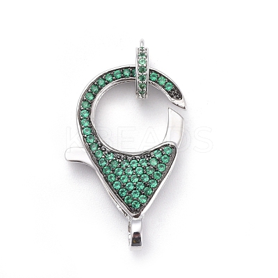 Brass Micro Pave Cubic Zirconia Lobster Claw Clasps ZIRC-K081-95P-04-1