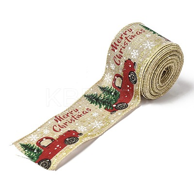 Christmas Theme Polyester Imitation Linen Ribbon OCOR-M008-01B-1