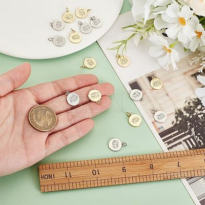 16Pcs 2 Colors Brass Pendants KK-BC0014-13-1