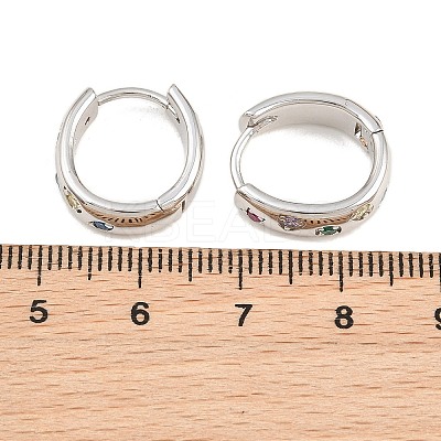Brass Micro Pave Cubic Zirconia Hoop Earrings KK-CBA8324-01P-1