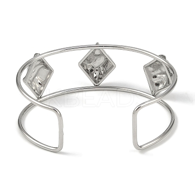 Non-Tarnish 304 Stainless Steel Wide Textured Open Cuff Bangles BJEW-Q348-05P-05-1