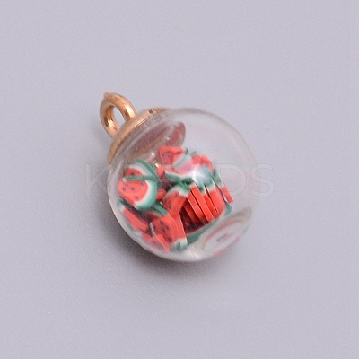 Transparent Glass Globe Pendants GLAA-WH0026-01G-1