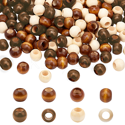 150 Pcs 3 Colors Wooden Beads WOOD-PH0001-49-1