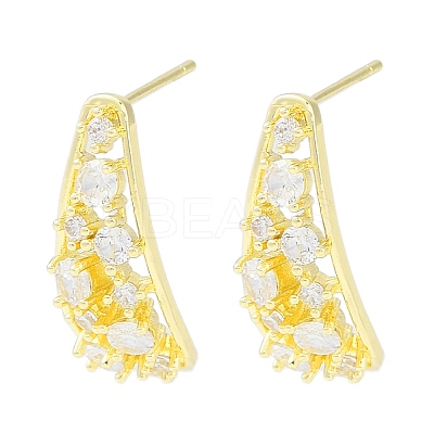 Brass Pave Clear Cubic Zirconia Stud Earring Findings LS-KK-F875-03G-1