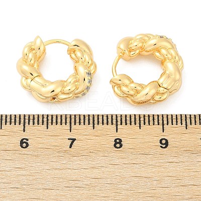 Twist Brass Cubic Zirconia Hoop Earrings EJEW-Q016-18G-1