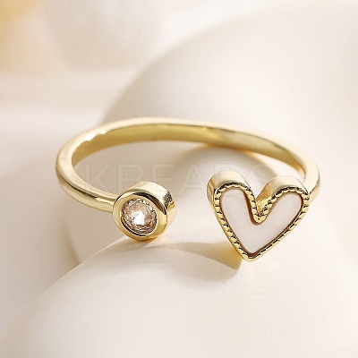 Brass Micro Pave Cubic Zirconia Open Cuff Rings for Women LS-RJEW-K308-02B-G-1