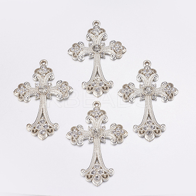 Alloy Rhinestone Cross Big Pendants LS-ALRI-1475-S-NR-1