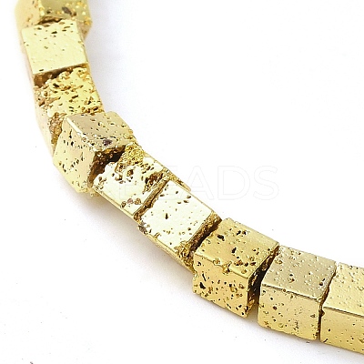Electroplated Natural Lava Rock Beads Strands G-L606-E02-01B-1