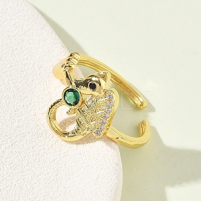 304 Stainless Steel Cubic Zirconia Cuff Open Rings for Women LS-RJEW-Z122-02G-05-1
