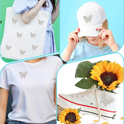 7Pcs Butterfly Hotfix Rhinestone Iron on/Sew On Patches DIY-DR0002-04A-1