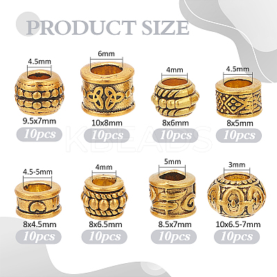 80Pcs 8 Styles Tibetan Style European Beads DIY-NB0012-43D-1