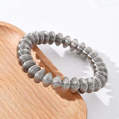 304 Stainless Steel Stretch Bangles for Women BJEW-P315-02D-P-1