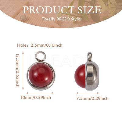 9Pcs 9 Styles Natural Mixed Stone Charms G-FW0001-28-1