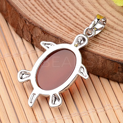 Tortoise Platinum Tone Brass Natural & Synthetic Mixed Stone Pendants G-F265-01-1
