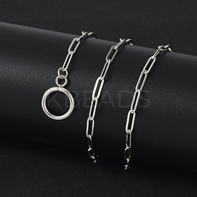Non-Tarnish Unisex 304 Stainless Steel Paperclip Chain Necklaces X-NJEW-H215-04P-1