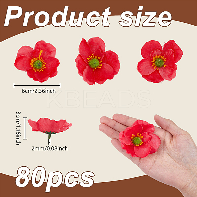 80Pcs Cloth Artificial Flower Heads AJEW-GA0009-23-1