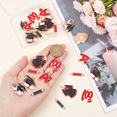 28Pcs 7 Style Graduation Theme Alloy Enamel Pendants ENAM-GA0001-06-1