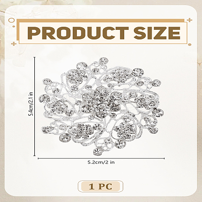 1Pc Rhinestone Flower Brooch Pin JEWB-LP0004-02-1