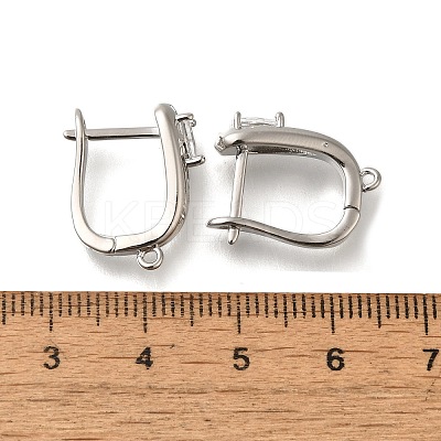 Rack Plating Brass Micro Pave Cubic Zirconia Hoop Earring Findings EJEW-H143-04P-1