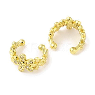 Brass Micro Pave Clear Cubic Zirconia Cuff Earrings for Women EJEW-I305-10G-1