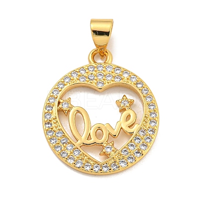 Rack Plating Brass Micro Pave Cubic Zirconia Pendants KK-B091-50E-G-1