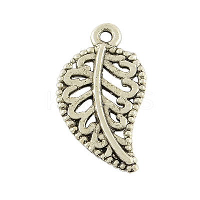 Tibetan Style Alloy Leaf Pendants TIBEP-A2879-AS-NR-1