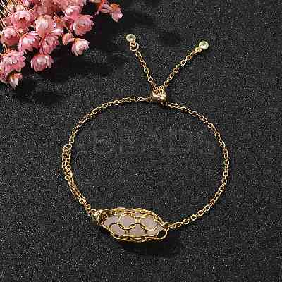 Natural Mixed Gemstone Bullet Link Slider Bracelets BJEW-JB09902-1