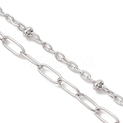 304 Stainless Steel Satellite Chain Paperclip Chain Slider Necklace Making AJEW-JB01495-01-1