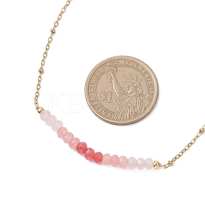Dyed Natural Malaysia Jade Faceted Rondelle Beaded 304 Stainless Steel Satellite Chain Necklaces for Women NJEW-JN05783-01-1