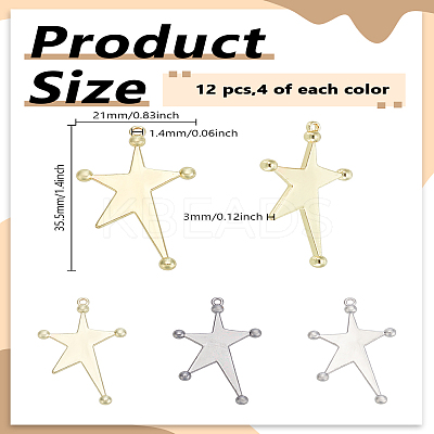 12Pcs 3 Colors Rack Plating Alloy Pendants FIND-LP0005-95-1