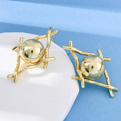 Rhombus with Round Brass Stud Earrings EJEW-R025-03G-1