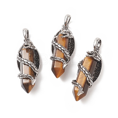 Natural Tiger Eye Pointed Pendants G-C051-01J-1