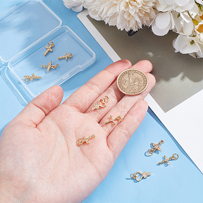 10Pcs 5 Styles Real 18K Gold Plated Brass Micro Pave Cubic Zirconia Pendants KK-PH0006-48-1
