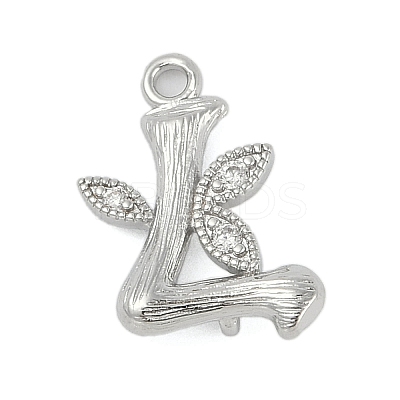 Brass Crystal Rhinestone Letter Links Connector Charms KK-S395-06P-L-1