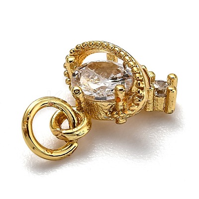 Brass Micro Pave Cubic Zirconia Charms ZIRC-H119-10G-1