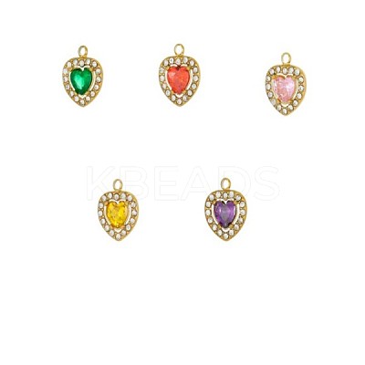 304 Stainless Steel Cubic Zirconia Charms STAS-OY004-02G-1