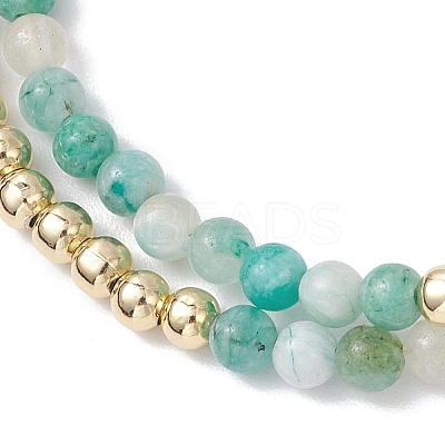 3Pcs Natural Rhodonite & Chrysocolla & Lapis Lazuli &  Dyed Hemimorphite Round Beadeds Double-layered Bracelets for Women BJEW-JB12095-1