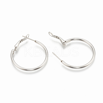 Non-Tarnish 304 Stainless Steel Hoop Earrings X-STAS-S078-07-30mm-1