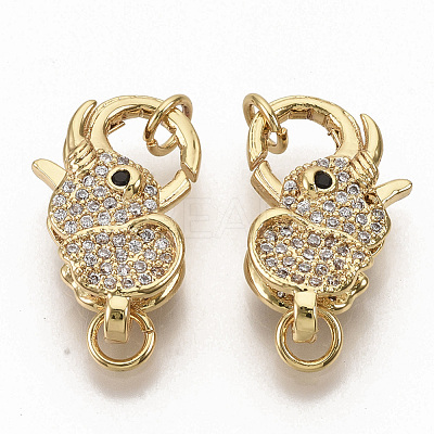 Brass Micro Pave Clear Cubic Zirconia Lobster Claw Clasps ZIRC-S066-012-1