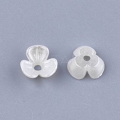 3-Petal ABS Plastic Imitation Pearl Bead Caps OACR-T018-01-1