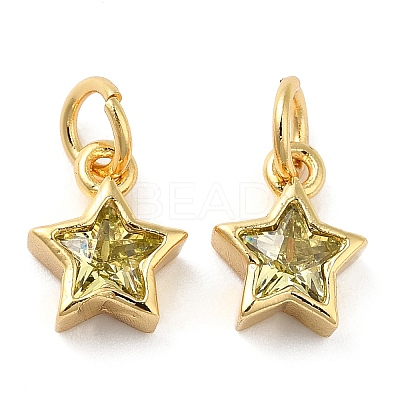 Brass Cubic Zirconia Charms FIND-Z005-02A-1